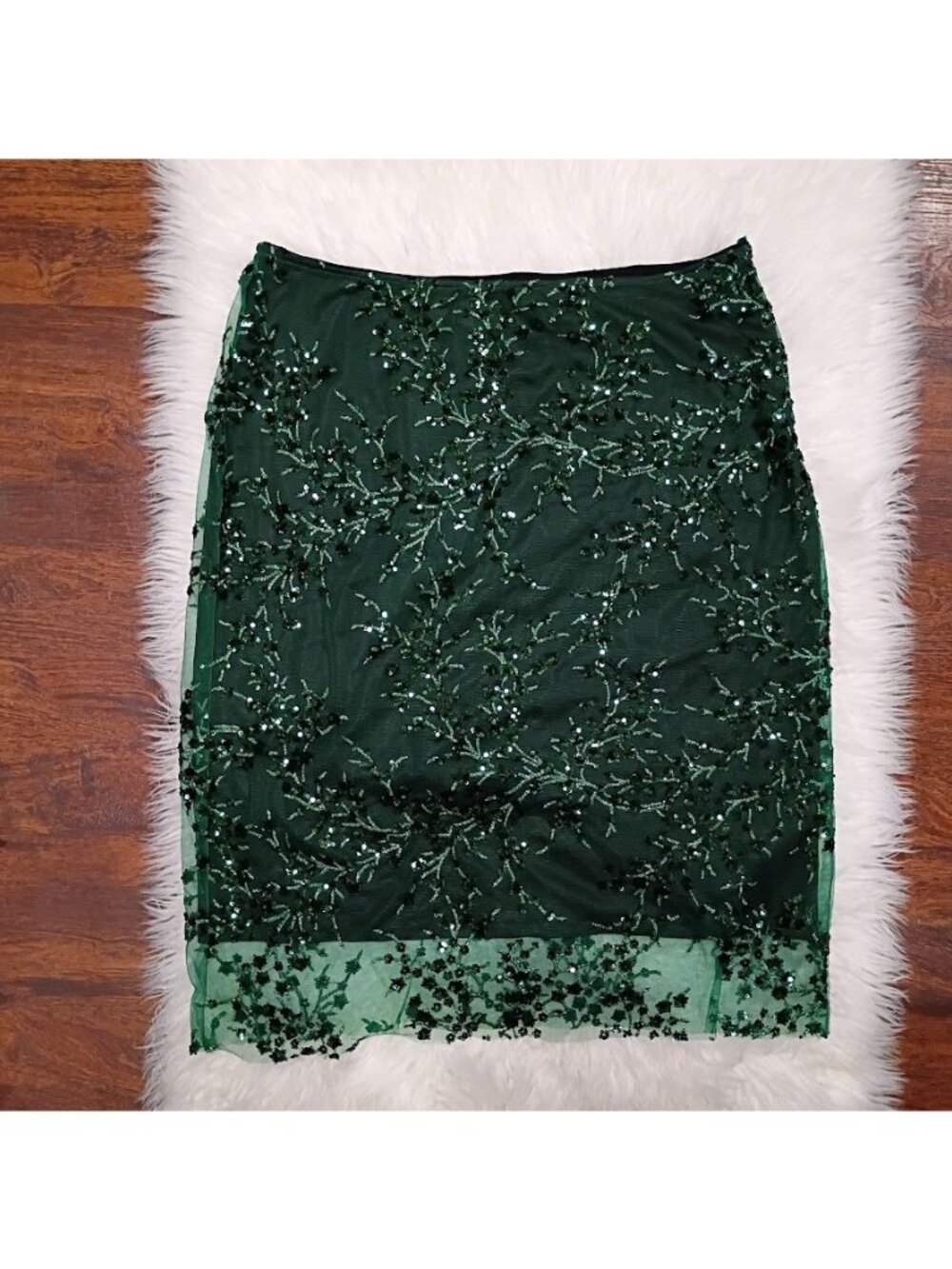 Reformation Green Midi Skirt Size 10 Whimsy Glam Embroidered Sequin Elegant - Picture 2 of 13